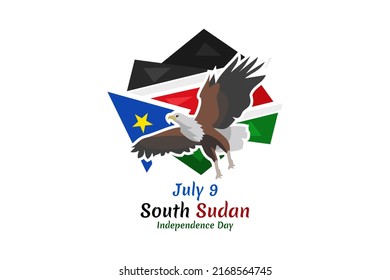 July 9, Independence Day of South Sudan vector illustration. Suitable for greeting card, poster and banner.