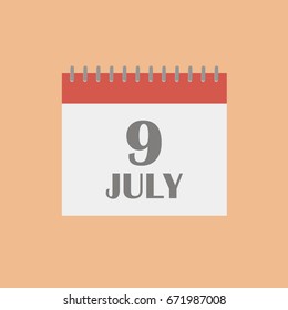 July 9.Calendar icon.