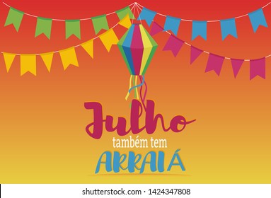 July arraia party in Portuguese. Festa Junina in July vector.