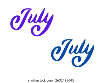 JULY black brush calligraphy banner with swashes
