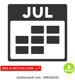 July Calendar Grid icon. Vector EPS illustration style is flat iconic symbol, gray color.