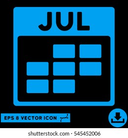 July Calendar Grid icon. Vector EPS illustration style is flat iconic symbol, blue color.