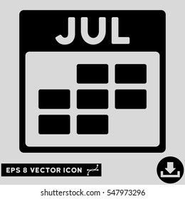 July Calendar Grid icon. Vector EPS illustration style is flat iconic symbol, black color.