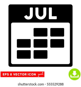 July Calendar Grid icon. Vector EPS illustration style is flat iconic symbol, black color.