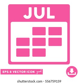 July Calendar Grid icon. Vector EPS illustration style is flat iconic symbol, pink color.