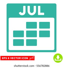 July Calendar Grid icon. Vector EPS illustration style is flat iconic symbol, cyan color.