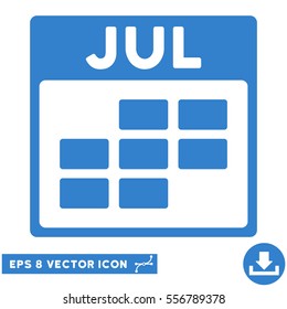 July Calendar Grid icon. Vector EPS illustration style is flat iconic symbol, cobalt color.
