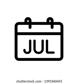 July calendar icon, vector illustration. Flat design style. vector july calendar icon illustration isolated on white background, july calendar icon Eps10. 