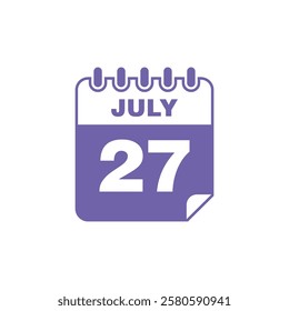 July Calendar Icon Vector Template