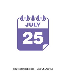 July Calendar Icon Vector Template