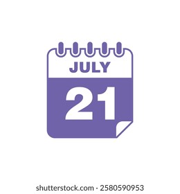 July Calendar Icon Vector Template