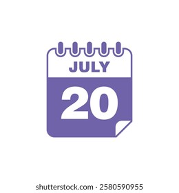 July Calendar Icon Vector Template