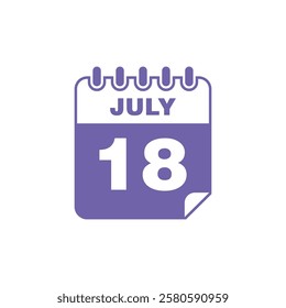 July Calendar Icon Vector Template