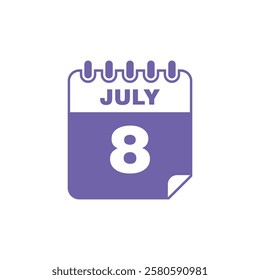 July Calendar Icon Vector Template