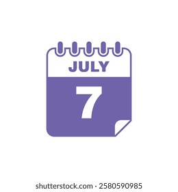 July Calendar Icon Vector Template