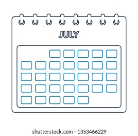 July Calendar line Icon. Editable vector EPS.