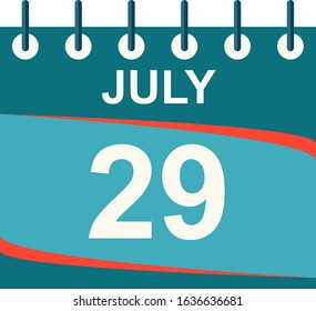 July calendar per day / vector/ 29 July