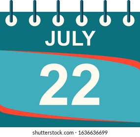 July calendar per day / vector/ 22 July