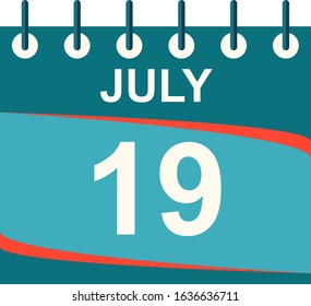 July calendar per day / vector/ 19 July