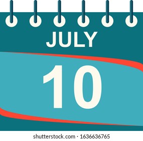 July calendar per day / vector/ 10 July