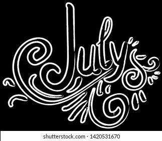 July Chalk Vector Lettering On Black Stock Vector (Royalty Free ...
