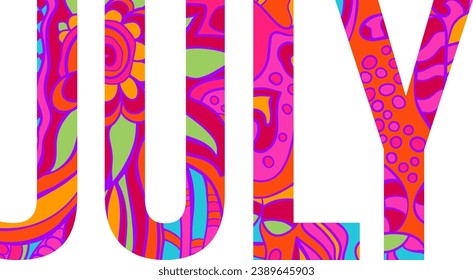 Titular de texto de patrón colorido de julio