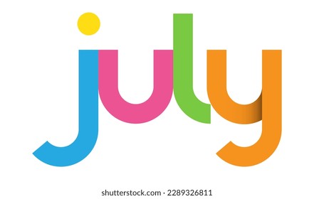 JULY colorful vector geometric lettering banner