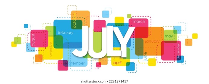 JULY colorful vector typography banner
