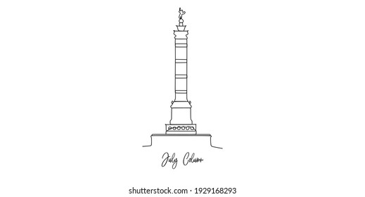 July Column monument France landmark skyline - continuous one line drawing