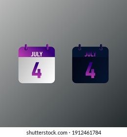 July daily calendar icon in flat design style. Vector illustration in light and dark design. 