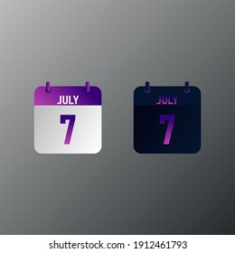 July daily calendar icon in flat design style. Vector illustration in light and dark design. 