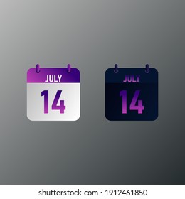 July daily calendar icon in flat design style. Vector illustration in light and dark design. 