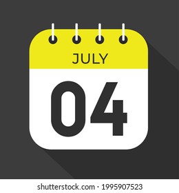 July day 4. Number four on a white paper with yellow color border on a black background vector.