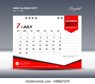 July Desk Calendar 2017 Design Template polygon vector