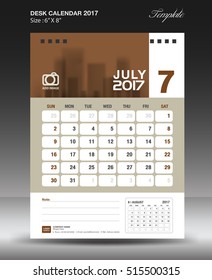 July Desk calendar 2017 year, corporate business flyer design,Size 6x8 inch vertical