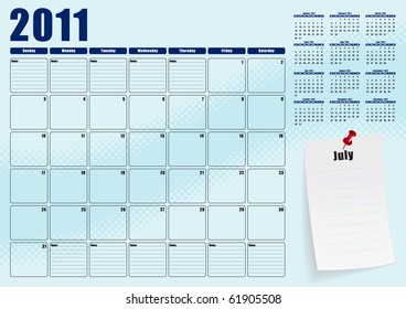 July desk planner for 2011