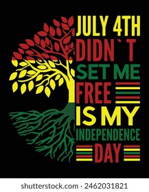 July Didn`t Set Me Free Is My Independence Day  Happy Juneteenth Day shirt print template typography design for art