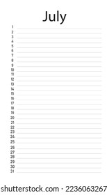 July , to do list, vector.