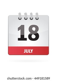 July Eighteen. Calendar Icon