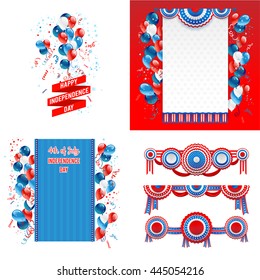 July fourth design elements. Independence day card. Holiday template for design banner,ticket, leaflet, card, poster and so on.