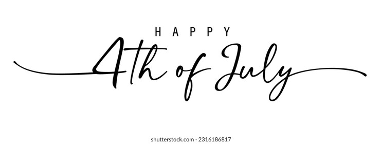 July fourth, Happy independence day lettering style. Template for 4th of July patriotic holiday. Vector illustration