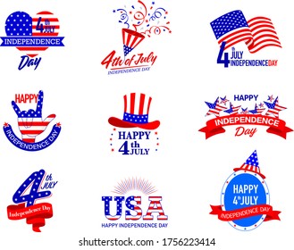July fourth, United Stated independence day greeting. Vector illustration isolated on white background.