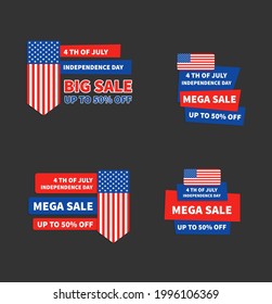 July fourth, United States independence day sale tags.