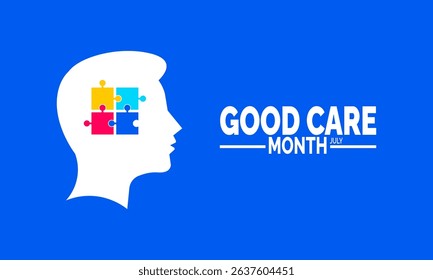 July is Good Care Month.  People Caring for Others Illustration for Health and Family Support Themes
