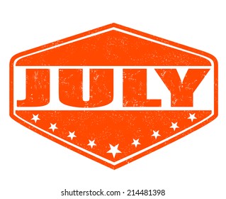July grunge rubber stamp on white background, vector illustration