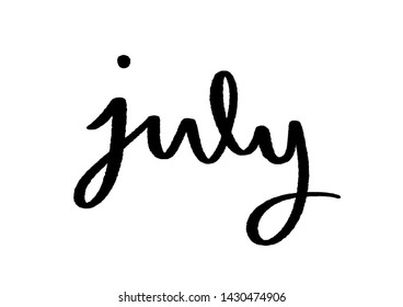 July Hand Lettering On White Background Stock Vector (Royalty Free ...