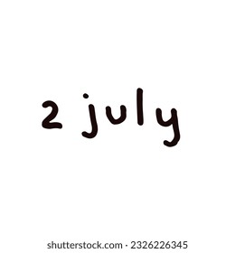 July Handwriting days of calendar black and white script