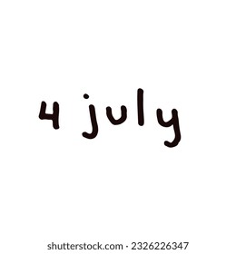 July Handwriting days of calendar black and white script