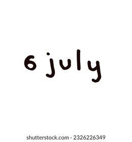 July Handwriting days of calendar black and white script