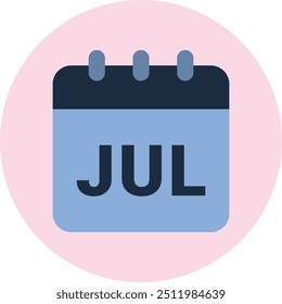 Ícone ou Ilustração de julho para Designs de Calendário com Tema de Verão, Destaque para Planejamento Sazonal, Lembretes Mensais e Programação de Eventos para julho